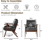 STHOUYN Black Leather Office Accent Chair Set of 2, Office Lounge Chair with Wooden Arms, Mid Century Modern Chair, Side Arm Chairs for Living Room, Comfy Guest Waiting Room Chairs (2, Black)