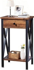 VECELO Modern Versatile Nightstands X-Design Side End Table with Storage Basket Night Stand Storage Shelf for Living Room Bedroom