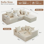 Cloud Couch Sectional, 101 Inch Modular Sectional Sofa with Deep Seat, Compressed Memory Foam Sofa in a Box, Beige Corduroy Boneless Couches for Living Room, No Assembly Required