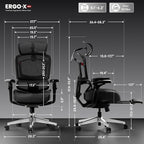 FLEXISPOT ErgoX-PRO Ergonomic Office Chair with Footrest Black – Cloudtech Cushion, 5D Lumbar, 7D Armrests, 4D Headrest, 551LBS Capacity – Office, Gaming, Home