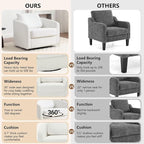 MINCETA Accent Chairs Set of 2, 360° Swivel Barrel Chair with High Density Foam, Oversized Reading Chair with Sherpa Teddy Upholstered Armchair for Living Room, Bedroom, Apartment White
