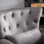 Accent Reading Arm Chairs Set of 2 for Living Room Bedroom, Midcentury Modern Comfy Corner Sofa Chair, Wingback Waiting Room Club Chair with Button Tufted Back &Lumbar Pillow, Velvet Grey