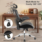 Heavy Duty Office Chair - 400lbs Home Office Desk Chairs with Soft 3D Modeling Wide Foam Cushion, Ergonomic Desk Computer Chair with Adjustable Headrest and Flip-Up Arms for Study, Bedroom
