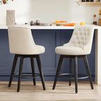 Watson & Whitely Modern Swivel Bar Stools, Faux Leather Upholstered Counter Height Bar Stools with Back, Solid Wood Legs, 26" H Seat, Set of 2, Chocolate