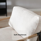 HEAH-YO Modern Accent Chairs Set of 2, Upholstered Living Room Chairs with Backrest and Metal Legs, Comfy Armchairs Side Chairs for Bedroom, Beige
