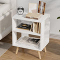 Night Stand, White Kids Nightstand, Modern End Table with Open Storage, 2-Tier Nursery Bedside Table for Small Space, Living Room, Bedroom