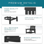 7 Piece Patio Dining Set with 11ft Patio Umbrella (Cream-White), 7 Black Outdoor HDPE Dining Set with 6 Chairs + 1 Large Table, for Market, Pool, Garden, Backyard, Deck