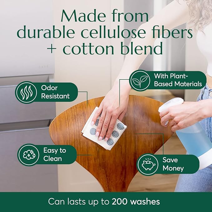 CLEANOMIC Reusable Kitchen Cloths (4 Pack) - Kitchen Washcloths, Dish Towels, Cleaning Cloths, Dish Cloths for Washing Dishes, Dish Rags for Washing Dishes, Reusable Paper Towels