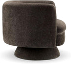 CHERS Swivel Accent Chair, Mid Century Modern Round Barrel Chairs, Upholstered Velvet Fabric Home Sofa Living Room with Solid Wood Base, Single Sofa Lounge Chair, Espresso