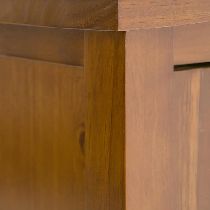 SIMPLIHOME Warm Shaker SOLID WOOD 39 inch Wide Transitional Medium Storage Media Cabinet in Light Golden Brown for the Living Room, Entryway and Family Room