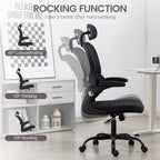 Yilaywain Ergonomic Office Chair, Home Office Desk Chair with Adjustable Headrest, High Back Computer Chair with Armrests and Lumbar Support for Home Office Study Room, Black & Gray (Black)