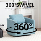 MINCETA Accent Chairs Set of 2, 360° Swivel Barrel Chair with High Density Foam, Oversized Reading Chair with Performance Fabric Upholstered Armchair for Living Room, Bedroom, Apartment Teal Blue