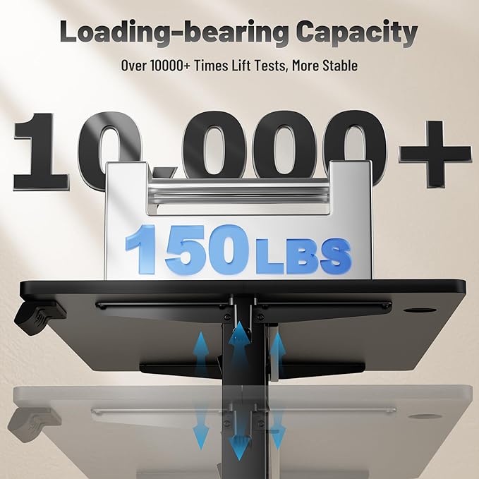 Shahoo 45.2 Inch Standing Desk, Electric Height Adjustable Computer Desks with Hook and Cable Hole, Black