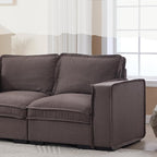 Modern Sectional Sofa for Living Room, Upholstered 2-Seater Modular Couches Linen Fabric Love Seat for Home Furniture, Grey