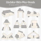 Modular Play Sofa, Instant Expansion, Corduroy Fabric, Grey and Beige