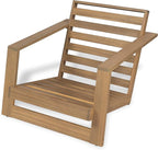 Christopher Knight Home Galio Set of 2 Acacia Wood Lounge Chair Outdoor, Wooden Patio Armchair for Lounging, Patio Furniture Single Sofa Chair Set, Comfy Reading Chair with Cushion, Light Teak+Beige
