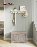 VASAGLE Storage Chest, 29.9 Inches Width Storage Bench, Entryway Bench with 2 Safety Hinges, Shoe Bench, Farmhouse Style, for Entryway, Bedroom, Living Room, Heather Greige ULHS011K01