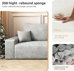 107.5" Cloud Modular Sectional Sofa with L-Shape Chaise, Modern Upholstered Couches for Living Room, Deep Seat Boneless Couch, No Assembly Required, Plush Corduroy Fabric (Grey, Right Facing Chaise)