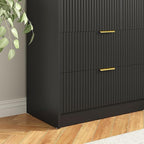 7 Drawers Dresser for Bedroom,55" Wide Fluted Dresser with Deep Drawers, Modern Chest of Drawers, Wood TV Stand Storage Organizer for Closet, Living Room, Hallway, Black