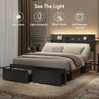 FLEXISPOT Queen Adjustable Bed + 10" Cooling Gel Memory Foam Mattress, Storage Headboard, Charging Station, LED Light, Drawers, Quiet DC Motor, Easy Assembly – Bonus 4-Piece Queen Sheet Set Included