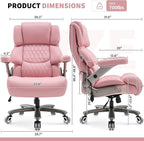 Big and Tall Office Chair 700lbs- Large High Back Executive Computer Desk Chair with 3D Flip-Up Arms, Adjustable Lumbar Support, Extra Wide Plus Size Seat, Heavy Duty Metal Base & Quiet Rubber Wheels
