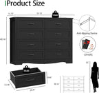 Dresser for Bedroom with 8 Drawers, 54" Wide Wood Chest of Drawers with Deep Drawers & Mental Handle, Modern Dresser TV Stand, Wooden Closet Storage Organizer for Living Room, Hallway, Entryway, Black