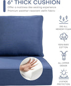 Luxury 24x24x6 Inch Outdoor Cushions - Water&UV&Fade Resistant 1 Set Deat Seat Patio Furniture Cushion for Wicker Dining Rocking Swivel Chairs Loveseat Couch Sectional Sofa - Navy Blue
