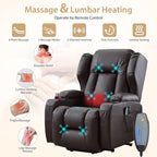 Power Lift Chair Recliner with Heat and Massage,Single Sofa Chair Recliner for Elderly,Electric Recliners Comfortable Lift Chairs for Living Room with Remote/Storage/Cup Holders/USB Port (Brown)