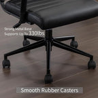 Office Desk Chair Leather, Conference Room Chairs with Wheels, Executive Modern Ergonomic Ribbed Computer Chair