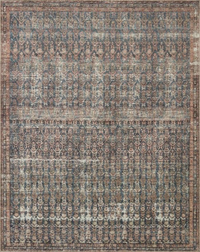 Loloi Amber Lewis Billie Collection BIL-02 Ocean/Brick 2'-6" x 12'-0", 0.19" Thick Runner Rug