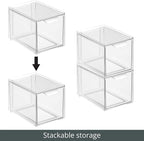 mDesign Plastic Bathroom Organizer Bin w/Pull Out Drawer - Slim Stackable Storage Container for Bathroom Accessories - Perfect for Organizing Bathroom Cabinet - Lumiere Collection - 2 Pack - Clear