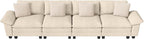 157.5" Cloud Modular Sectional Sofa, 4-Seater w/Deep Seat & Removable Arms, Plush Chenille for Living Room - Beige