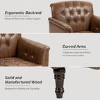 Faux Leather Accent Chair, PU Leather Modern Comfy Upholstered Armchair with Wood Legs & Nailhead Trim for Living Room, Bedroom (Brown,Set of 2)