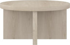 Henn&Hart 33" Round Wood Pedestal Low-Profile Coffee Table for Living Room, Family Room, Office or Apartment, Alder White
