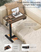 FiCiHi Electric Standing Desk with Wheels - Height Adjustable, Mobile, Small Movable Laptop Desk, Portable Rolling Computer Workstation Sit Stand Table for Home Office, Sofa & Bedside(24x16, Walnut)