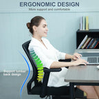 Ergonomic Office Chair Home Mesh Desk Chair with Adjustable Arms - Mid Back Computer Chairs for Adults - Swivel Task Chair Comfortable for Home Office (Black)