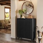 Tribesigns 6-Tier Farmhouse Shoe Cabinet with Shutter Doors, Wooden Shoe Organizer Rack with Adjustable Shelves, Modern Large Hidden Storage Furniture for Entryway, Hallway (Black)