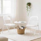 8 Pack White Folding Chairs with Padded Cushion for Outside, Portable Stackable Commercial Metal Foldable Chairs with Steel Frame for Home Events Office Wedding Party, 350lbs Capacity