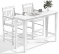 HDPE Outdoor Patio Bar Set with High Top Table and 2 Adirondack Chairs, All-Weather Bar Height Outside Rectangular Pub Furniture for Bistro, Garden, Backyard, Deck | 3-Pieces, White