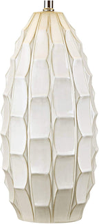 Possini Euro Design Cosgrove Mid Century Modern Coastal Table Lamp 32.75" Tall Ceramic White Handcrafted Beige Fabric Drum Shade Decor for Living Room Bedroom House Bedside Home (Colors May Vary)