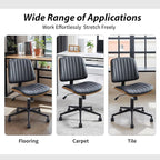 Small Home Office Chair - Armless Mid Back Desk Chair with 360° Swivel and Wheels, PU Upholstered Height Adjustable Modern Walnut Computer Chair for Home, Office Meeting Room - White