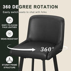 Swivel Bar Stools, 30''H Upholstered Barstools with Backs, Modern Counter Height Bar Stool Chairs for Kitchen Island, Metal Legs (Black- Faux Leather, Set of 2-30" H)