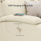 FLEXISPOT X3 Power Recliner Chair, Adjustable Electric Recliner with USB Port, Thick Cushion & Padded Back, Comfortable Faux Leather Chair for Adults, Living Room, Nursery, Home Theater (White)