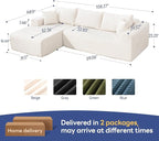 2025 New 108" Cloud Couch Sectional, Modular Sectional Sofa with L-Shaped Chaise, Deep Seat Sectional Modular Couch for Living Room, No Assembly Required (Beige, Left Facing Chaise)