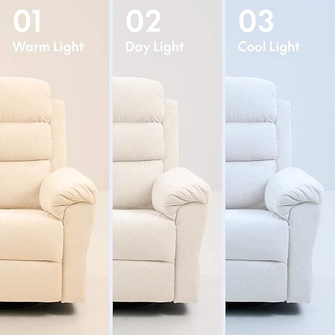 FLEXISPOT XRC6 Nursery Swivel Rocker Recliner with Massage & Heat, Rocking Glider Chair w/ 28" High Back, Comfy Upholstered Armchair for Living Room Nursery, FSC Certified(Premium Chenille, Beige)