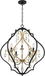 Clara Black Soft Gold Iron Pendant Chandelier 26 1/2" Wide French Amber Crystal 5-Light Fixture for Dining Room House Home Foyer Entryway Kitchen Bedroom Living High Ceiling - Barnes and Ivy