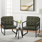 COLAMY Modern Accent Chair, Accent Arm Chair for Living Room, Comfy Leather Armchair with Metal Legs for Bedroom Reception Waiting Room, Green
