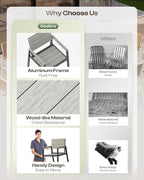 67" Rectangle HDPS Patio Dining Table, Aluminum Outdoor Patio Dining Table with Umbrella Hole, Weather-Resistant for Lawn, Garden, Yard, Poolside and Indoor Use, Gray