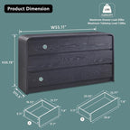 Modern 8 Drawers Dresser for Bedroom, 55" Wide Dressers & Chest of Drawers w/Curved Profile Design, Wood Mid Century Storage Dressers Organizer for Bedroom, Living Room, Black