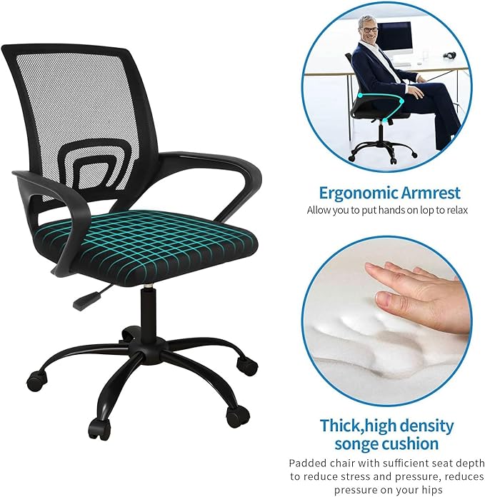 Bonzy Home Ergonomic Office Chairs Set of 2, Rolling Conference Room Chairs with Wheel, Mesh Computer Desk Chair with 360° Swivel, Height Adjustable, 2 Pack